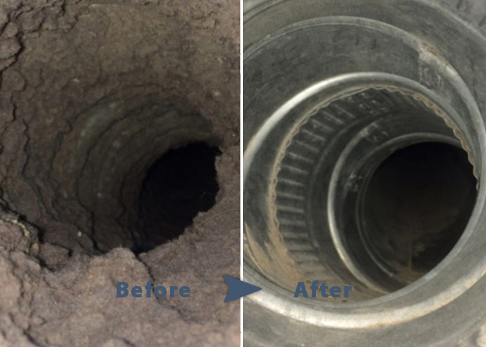 before after dryer vent cleaning